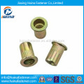 Brass flat head knurled body rivet nut